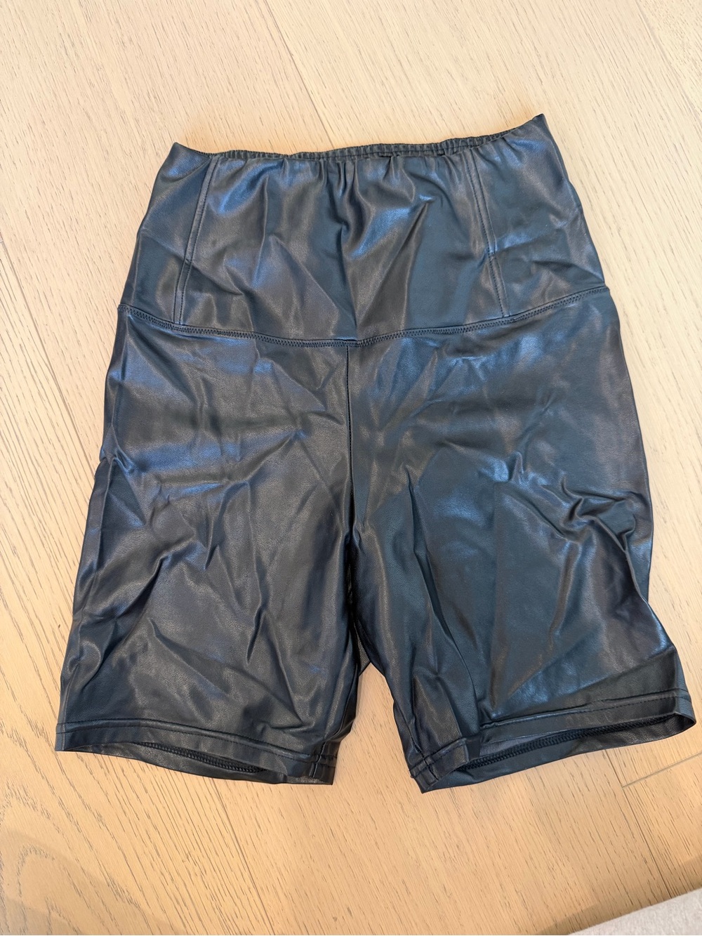 Wilfred Black Faux Leather Bike Shorts